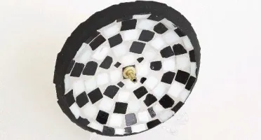 Porta Incenso Mosaico Preto e Branco