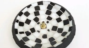 Porta Incenso Mosaico Preto e Branco