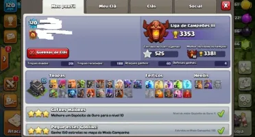 Clash of Clans CV9 quase FULL + 6.186 gemas