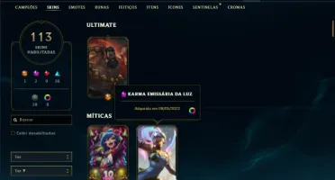 Conta ouro 1 com 155 Champs e 113 Skins ( MAIN ADC )