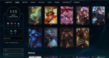 Conta ouro 1 com 155 Champs e 113 Skins ( MAIN ADC )