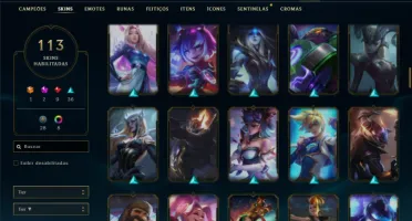 Conta ouro 1 com 155 Champs e 113 Skins ( MAIN ADC )