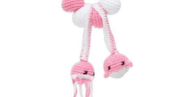 Chocalho de Bebê Amigurumi Crochê Rosa