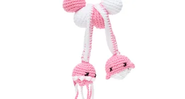 Chocalho de Bebê Amigurumi Crochê Rosa