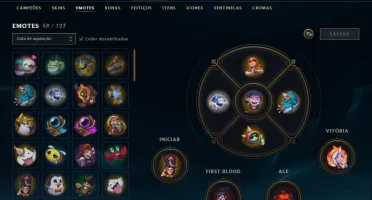 Conta LOL (283 Skins, 5gemas, 295 ícones, 41 sentinelas,7cr)