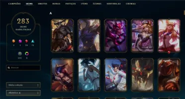Conta LOL (283 Skins, 5gemas, 295 ícones, 41 sentinelas,7cr)