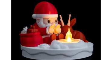 Luminária de Natal 3D Papai Noel com Fogueira - 11cm
