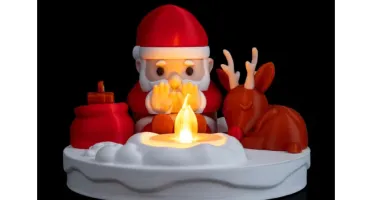 Luminária de Natal 3D Papai Noel com Fogueira - 11cm