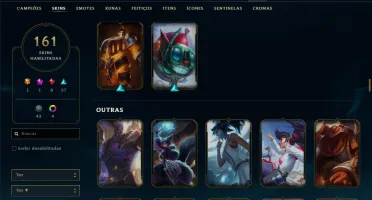 Conta ouro 3 com 161 skins e 134 champs (7 Vitoriosas)