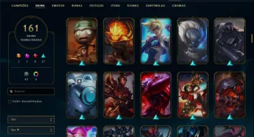 Conta ouro 3 com 161 skins e 134 champs (7 Vitoriosas)