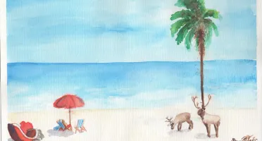 Aquarela Original Férias de Noel A4 - Sem Moldura