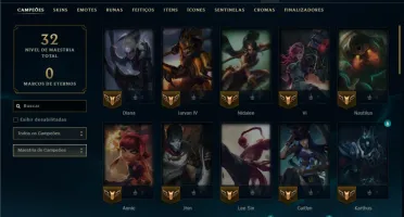 Platina 1 com 50 Champs e 2 Skins