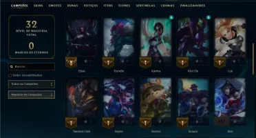 Platina 1 com 50 Champs e 2 Skins
