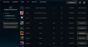 Conta prata 2 com 6 Skins e 26 Champs + 1050 RP