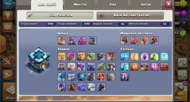 Clash of Clans CV 13 bastante upado e mais de 17 mil gemas.