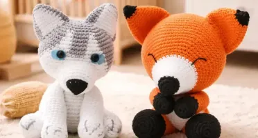 Kit Husky e Raposa Soneca em Amigurumi