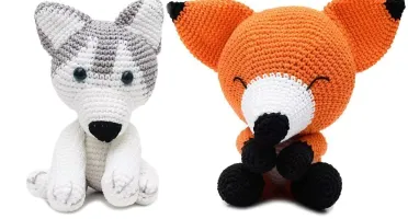 Kit Husky e Raposa Soneca em Amigurumi