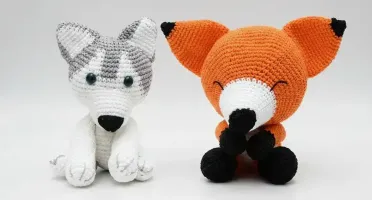 Kit Husky e Raposa Soneca em Amigurumi