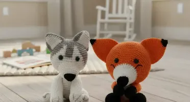 Kit Husky e Raposa Soneca em Amigurumi