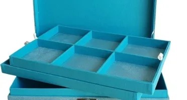Caixa Grande em Suede Azul para Joias e Bijuterias