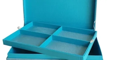 Caixa Grande em Suede Azul para Joias e Bijuterias