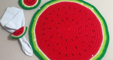 Conjunto Mesa Posta Crochê Melancia