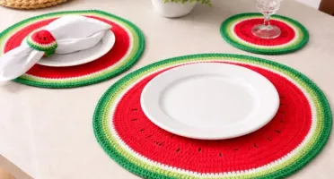 Conjunto Mesa Posta Crochê Melancia