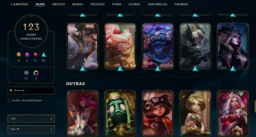 Conta LoL nível 279 + 123 skins c/ 136 campeões