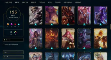 Conta LoL nível 279 + 123 skins c/ 136 campeões