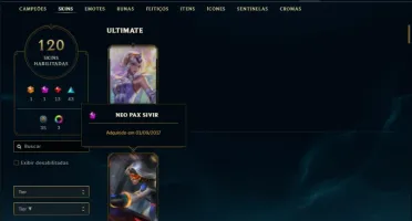 Conta Bronze 1 com 77 Champs e 120 Skins + Pax Sivir