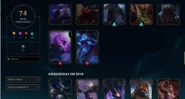 CONTA GOLD 4 LVL 186 COM 92 CAMPEÕES + 74 SKINS