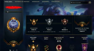 CONTA GOLD 4 LVL 186 COM 92 CAMPEÕES + 74 SKINS