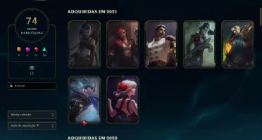 CONTA GOLD 4 LVL 186 COM 92 CAMPEÕES + 74 SKINS
