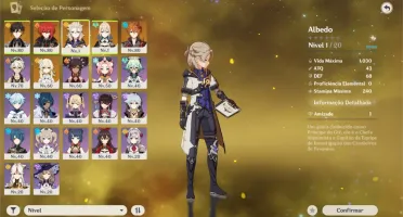 AR 43- 5 char 5⭐ Diluc/Albedo/Jean/Childe/Zhongli e todos 4⭐