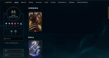 Unranked com 55 Champs e 46 Skins