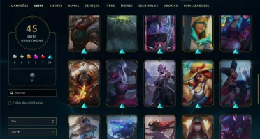 Unranked com 60 Champs e 45 Skins +3000 RP