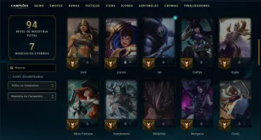 Unranked com 60 Champs e 45 Skins +3000 RP