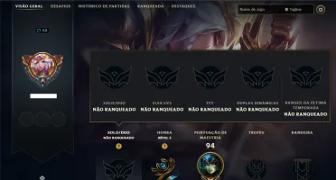 Unranked com 60 Champs e 45 Skins +3000 RP