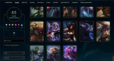 Unranked com 60 Champs e 45 Skins +3000 RP