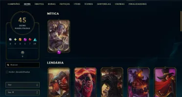 Unranked com 60 Champs e 45 Skins +3000 RP