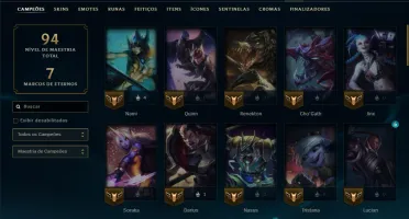 Unranked com 60 Champs e 45 Skins +3000 RP