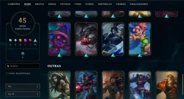 Unranked com 60 Champs e 45 Skins +3000 RP