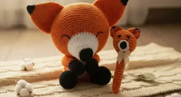 Duo Raposa Soneca e Raposa Newborn em Amigurumi