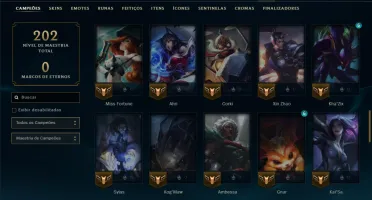 Diamante 4 com 70 Champs e 13 Skins