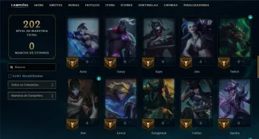 Diamante 4 com 70 Champs e 13 Skins