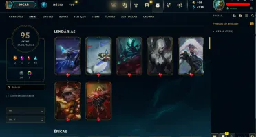 Conta LOL LVL 248 | 137 Campeões| 95 Skins |UNRANKED| 2014