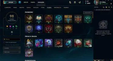 CONTA LOL - SEASON 3 - 105 CAMPEÕES - 79 SKINS / GOLD II