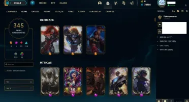 Conta com +350 skin, 4 skins prestigio e 5 Vitoriosas