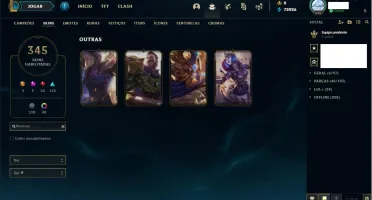 Conta com +350 skin, 4 skins prestigio e 5 Vitoriosas