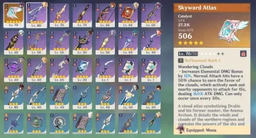 [AR50] HUTAO, CHILDE, KEQING E MONA + ARMA 5*